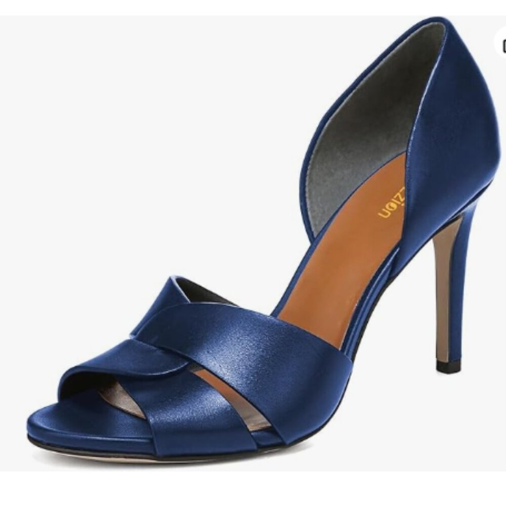 Pazzion Blue Open Toe High Heel Slip On Stiletto Heel Two Pieces Sandals
